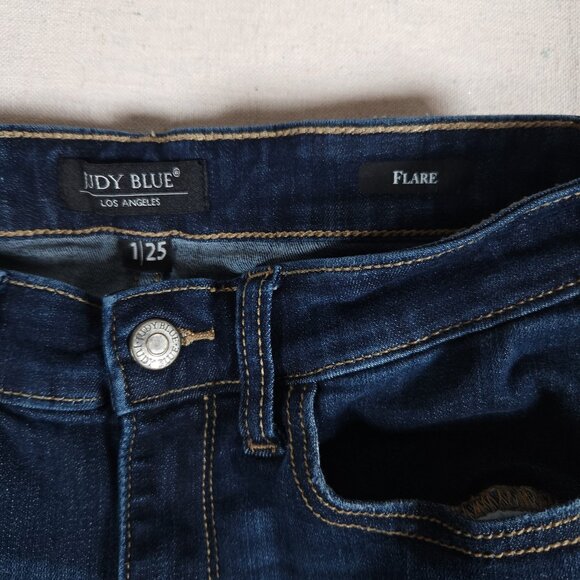 Judy Blue Womens Flare Jeans Size 1/25 Dark Wash Stretch Denim High Rise Boho - Picture 3 of 14